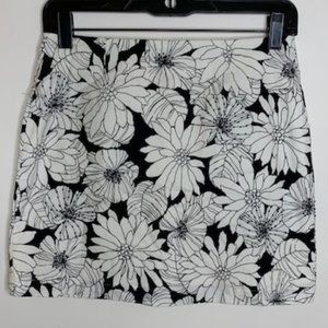 Gap Stretch Black White Beaded Floral Print Skirt